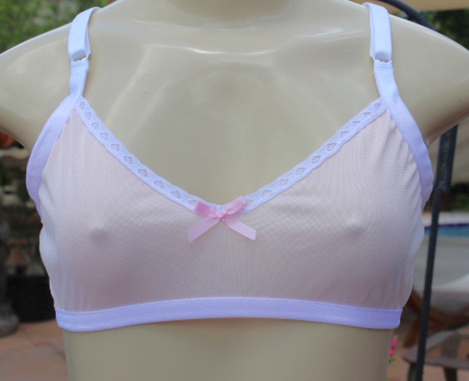 Adult sissy PINK Tricot Bra for men, Cross dresser, male bra