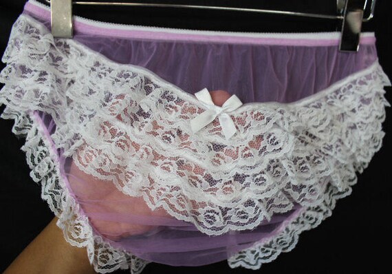 neljen Sissy LAVENDER Sheer Nylon Rumba Baby Panties Cross dresser - Large