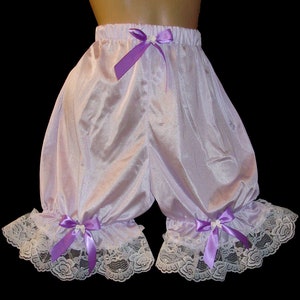 Adult Sissy Baby Lavender Tricot Short Bloomer Panties with Lace
