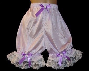 Adult Sissy Baby Lavender Tricot Short Bloomer Panties with Lace