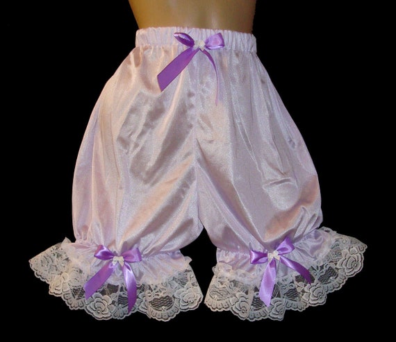 Adult Sissy Baby Lavender Tricot Short Bloomer Panties with Lace