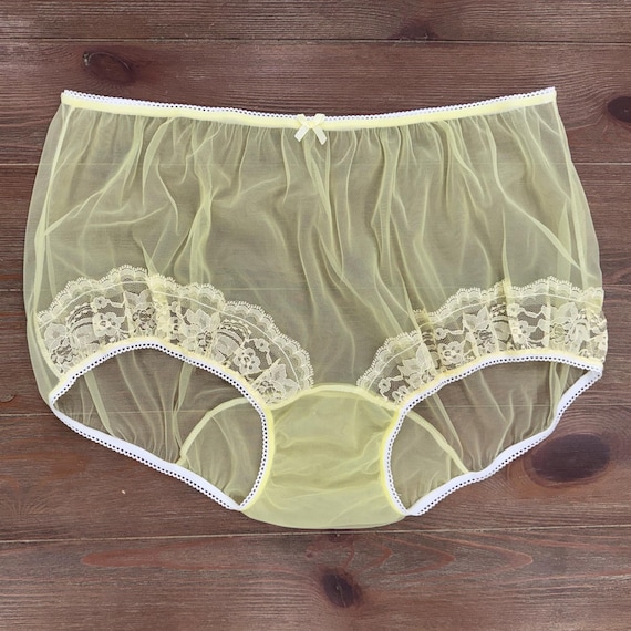 Yellow - Vintage Panties w/ Large Double Mushroom Gusset - nel-jen Adult Sissy