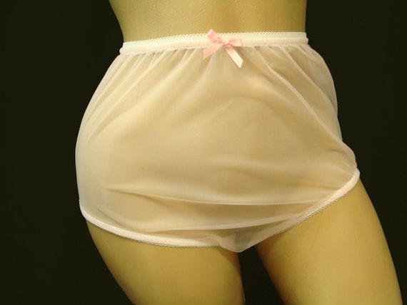 Adult Sissy Pink Sheer Nylon Chiffon Full Cover Granny Panties 