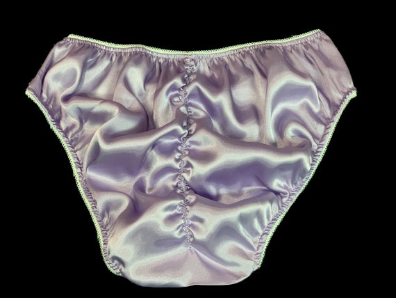 Lavender Adult Sissy High Leg Beautiful Rushed Back Charmeuse satin panties