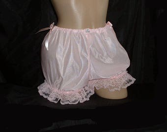 SALE - Adult Sissy Pink Tricot Short Bloomer Panties