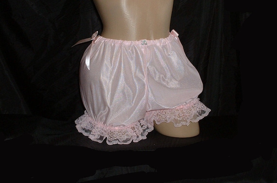 SALE - Adult Sissy Pink Tricot Short Bloomer Panties