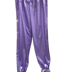 Lavender Long Satin Adult Sissy BLOOMER Pants with lace trim