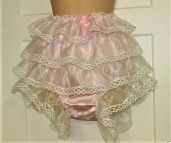 Adult Sissy-Pink Organza Rumba Ruffle- PANTIES  "color choice Custom Made"