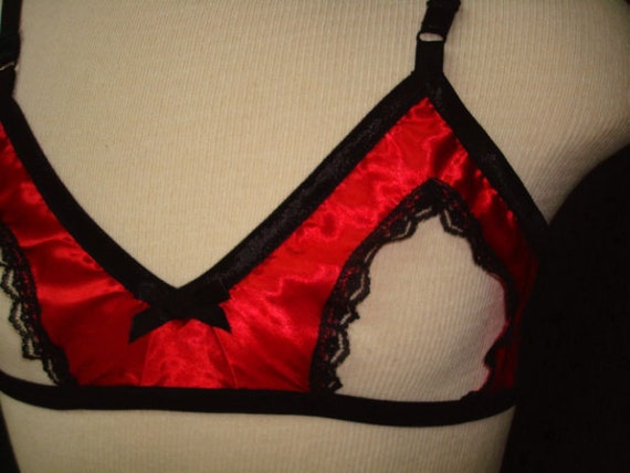 Nel-jen Adult Sissy RED & BLACK Open Tip Bra - Cross Dresser Training Bra for MEN