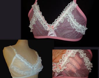 Adult Sissy PINK Tricot Bra for Men, Cross Dresser, Male Bra Will