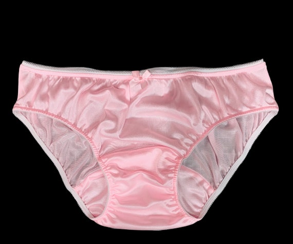 pink Nylon Tricot Brief Panties with Large Mushroom Double Gusset