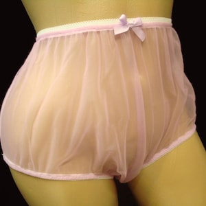 Adult Sissy Lavender Sheer Nylon Chiffon Full Cover Granny Panties