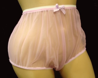 Adult Sissy Lavender Sheer Nylon Chiffon Full Cover Granny Panties