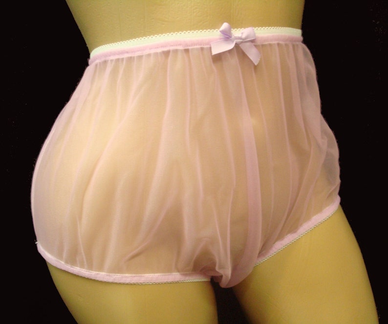 Adult Sissy Lavender Sheer Nylon Chiffon Full Cover Granny Panties 