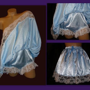 Silky Satin Adult Sissy Skirted Panties with lots of lace and open slit option