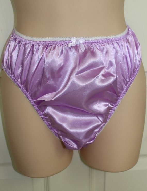 Lavender Adult Sissy High Leg Beautiful Shiny Silky Charmeuse Satin panties