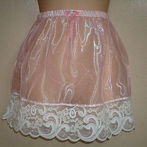 Dorosła Sissy Pink SHINY SILK GLASS - Spódnica slip 16" długości