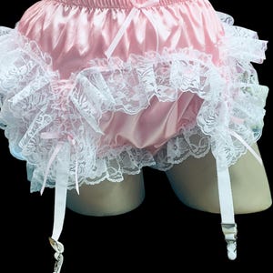 Double Layer SATIN Adult Sissy 4 Strap Garter Belt
