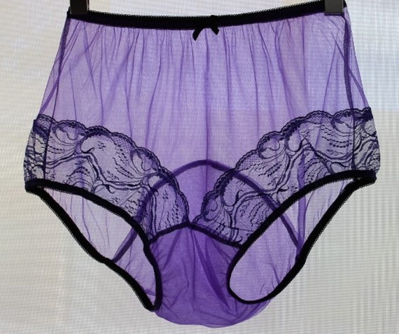 PURPLE - Vintage Panties w/ Large Double Mushroom Gusset - nel-jen Adult Sissy
