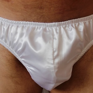 WHITE - Adult sissy DOUBLE LAYER Satin Low Rise Panties Custom made specially made for men