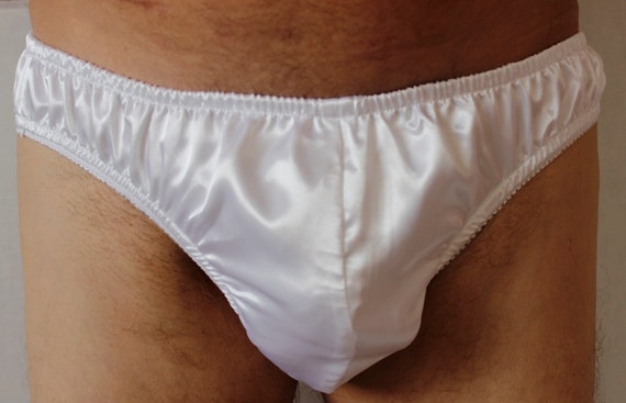 WHITE - Adult sissy DOUBLE LAYER Satin Low Rise Panties Custom made specially made for men