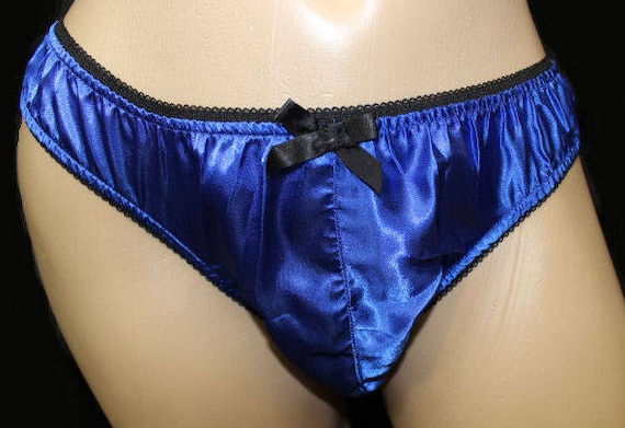 BLACK Adult Sissy SWEET Low Rise Satin Panties With Double Layer Front  Panel 