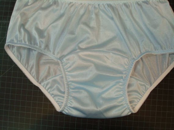 Lt. Blue Sissy Classic Nylon Tricot Panties With Large Mushroom Double  Gusset in a Vintage Style 