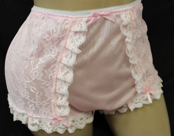 Vintage Style Adult Sissy Tricot & Lace  Full Cover Granny Panties - Cross dresser - fetish - ABDL