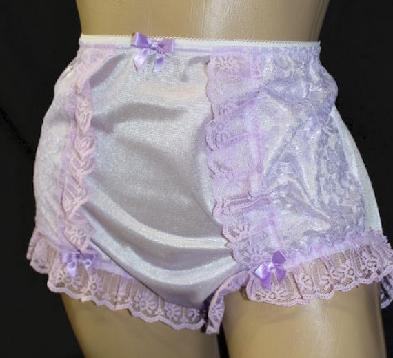 Vintage Style Adult Sissy Tricot & Lace  Full Cover Granny Panties - Cross dresser - fetish - ABDL