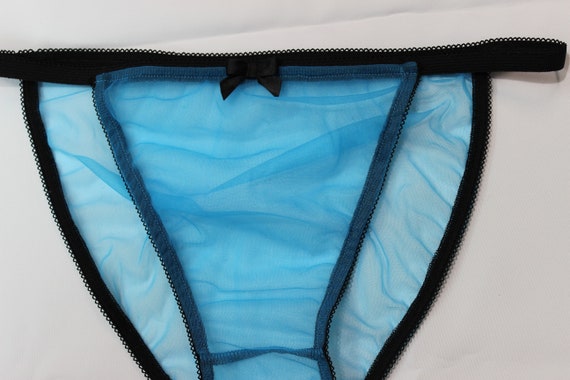 Turquoise  Nylon Chiffon Tanga Panties