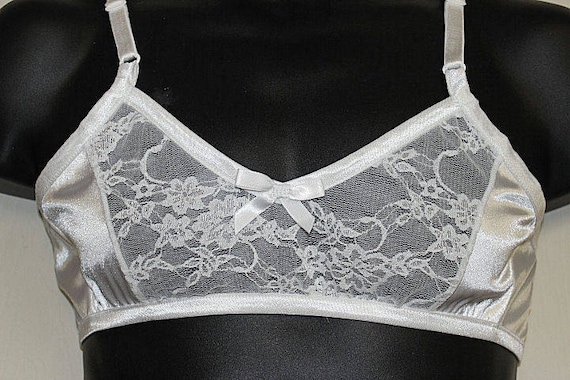 Black or White Satin Bra for Men Sissy LACE Trainning Bra Custom