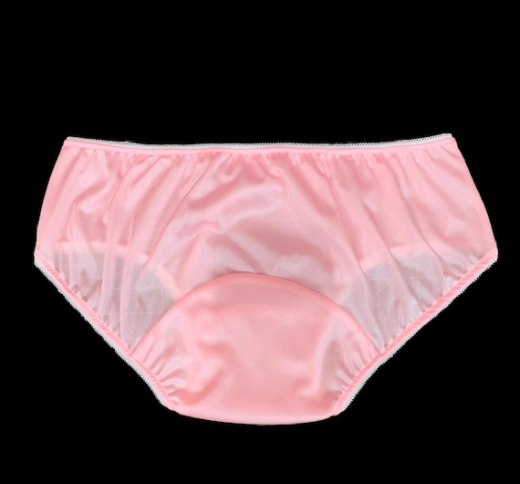 PINK Nylon Tricot Brief Panties with Large Mushroom Double Gusset