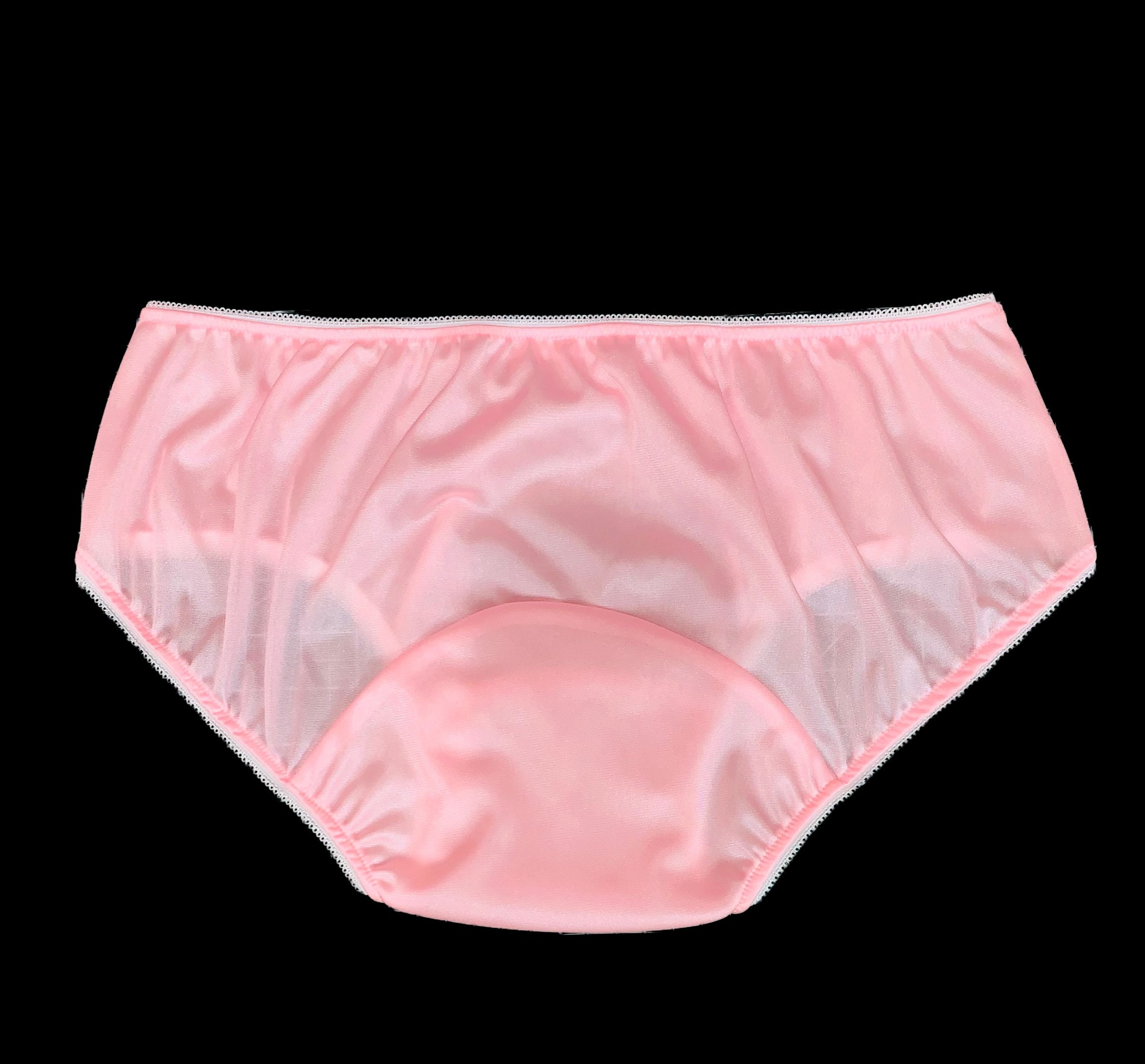 PINK Nylon Tricot Brief Panties With Large Mushroom Double Gusset