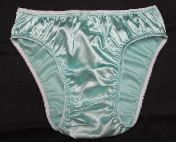 Mint Green Adult Sissy High Leg Beautiful Shiny Silky Charmeuse Satin panties