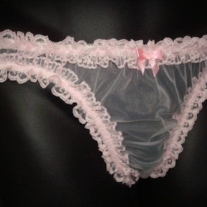 Handmade Sissy SHEER  NYLON Chiffon Bikini Panties in Color Choice - Cross Dresser - Sissy Panties