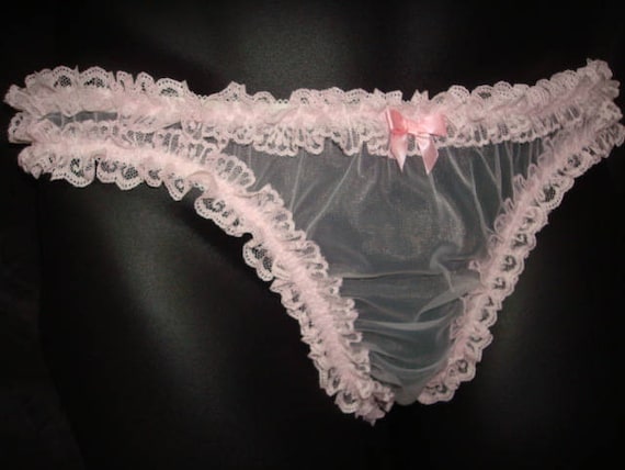 Handmade Sissy SHEER  NYLON Chiffon Bikini Panties in Color Choice - Cross Dresser - Sissy Panties