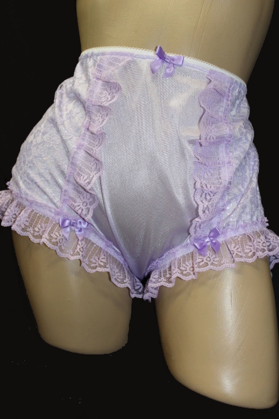 Vintage Style Adult Sissy Tricot & Lace Full Cover Granny Panties