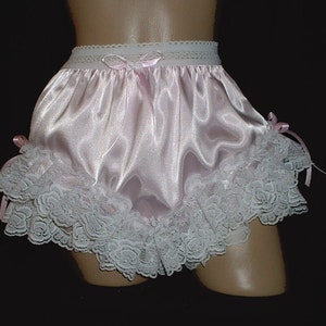 Adult Sissy Beautiful Lacey Charmouse satin panties with dripping leg lace