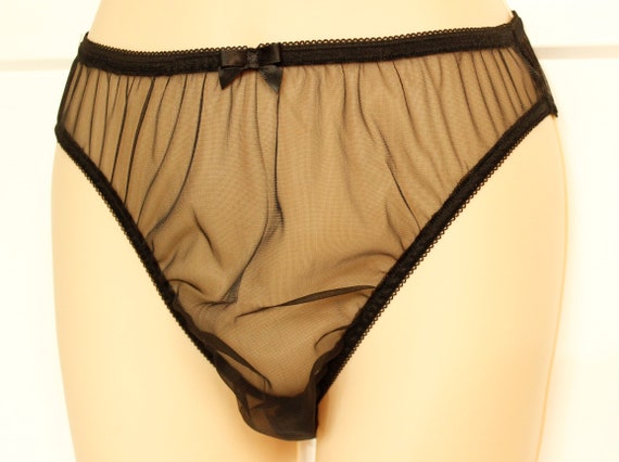 BLACK Adult Sissy High Leg Beautiful Silky Sheer uninterrupted View Nylon panties