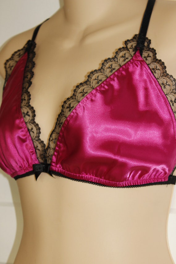 Fuschia Halter Bra with Black Lace - training bra