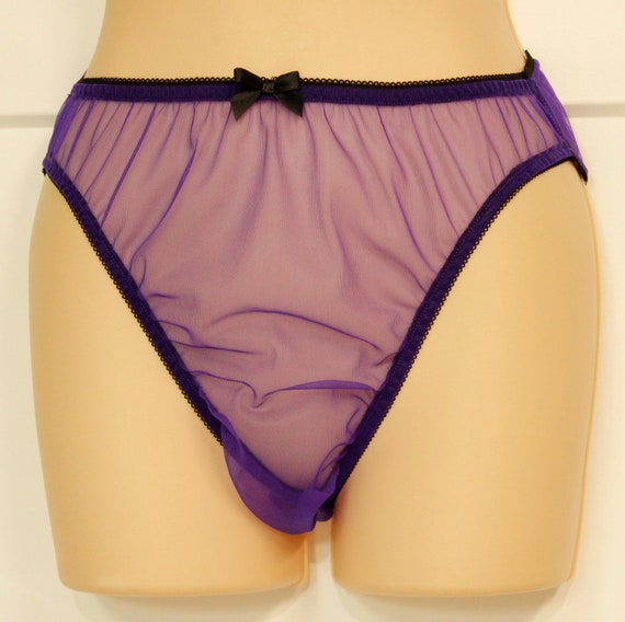 Purple Adult Sissy High Leg Beautiful Silky Sheer uninterrupted View Nylon panties