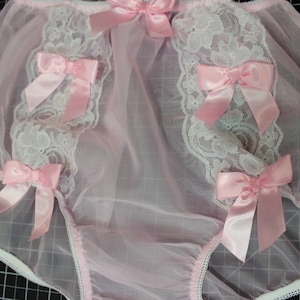 Lace & Bows Adult Sissy &quot;Handmade Sissy Silky Polyester Chiffon Panties Fetish Cosplay