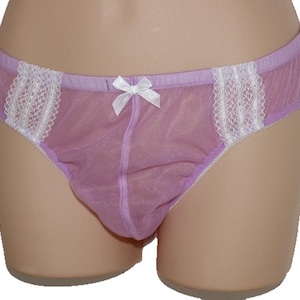 Adult Sissy &quot;Orchid&quot;  Sheer Nylon Chiffon Panties with Double Layer front pouch for men