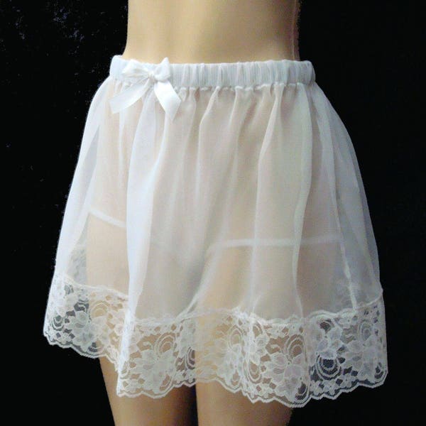 sissy slip skirt in Chiffon Slip Skirt lenght 14" or 16"  long