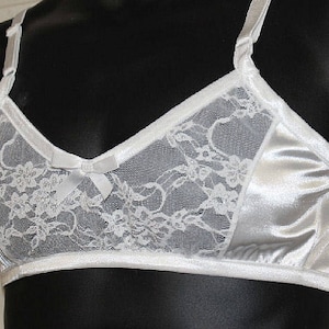 Black or White Satin Bra for Men - Sissy LACE Trainning bra Custom made to order - Crossdresser - Cosplay