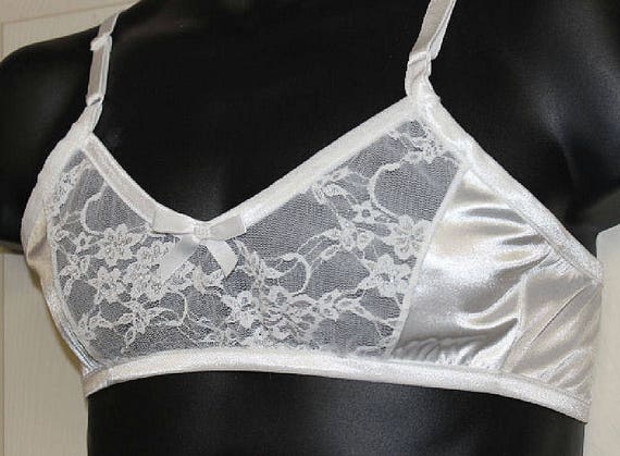 Black or White Satin Bra for Men - Sissy LACE Trainning bra Custom made to order - Crossdresser - Cosplay