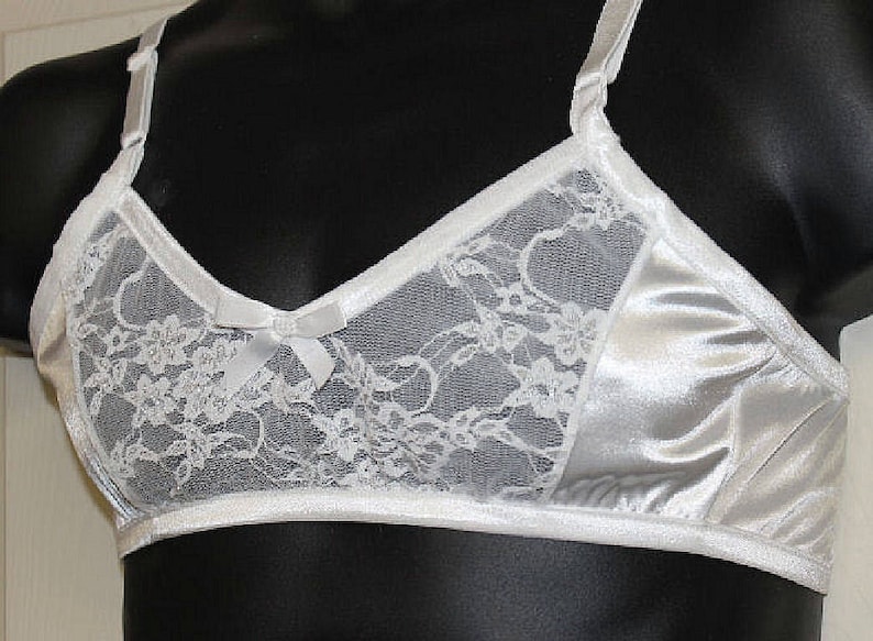 Black Or White Satin Bra For Men Sissy Lace Trainning Bra Etsy