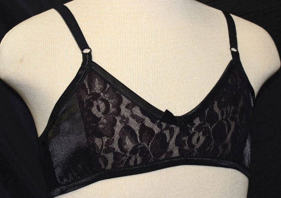 Black Satin & Lace Bra for Men - Adult Sissy Training bra - Crossdresser - Cosplay