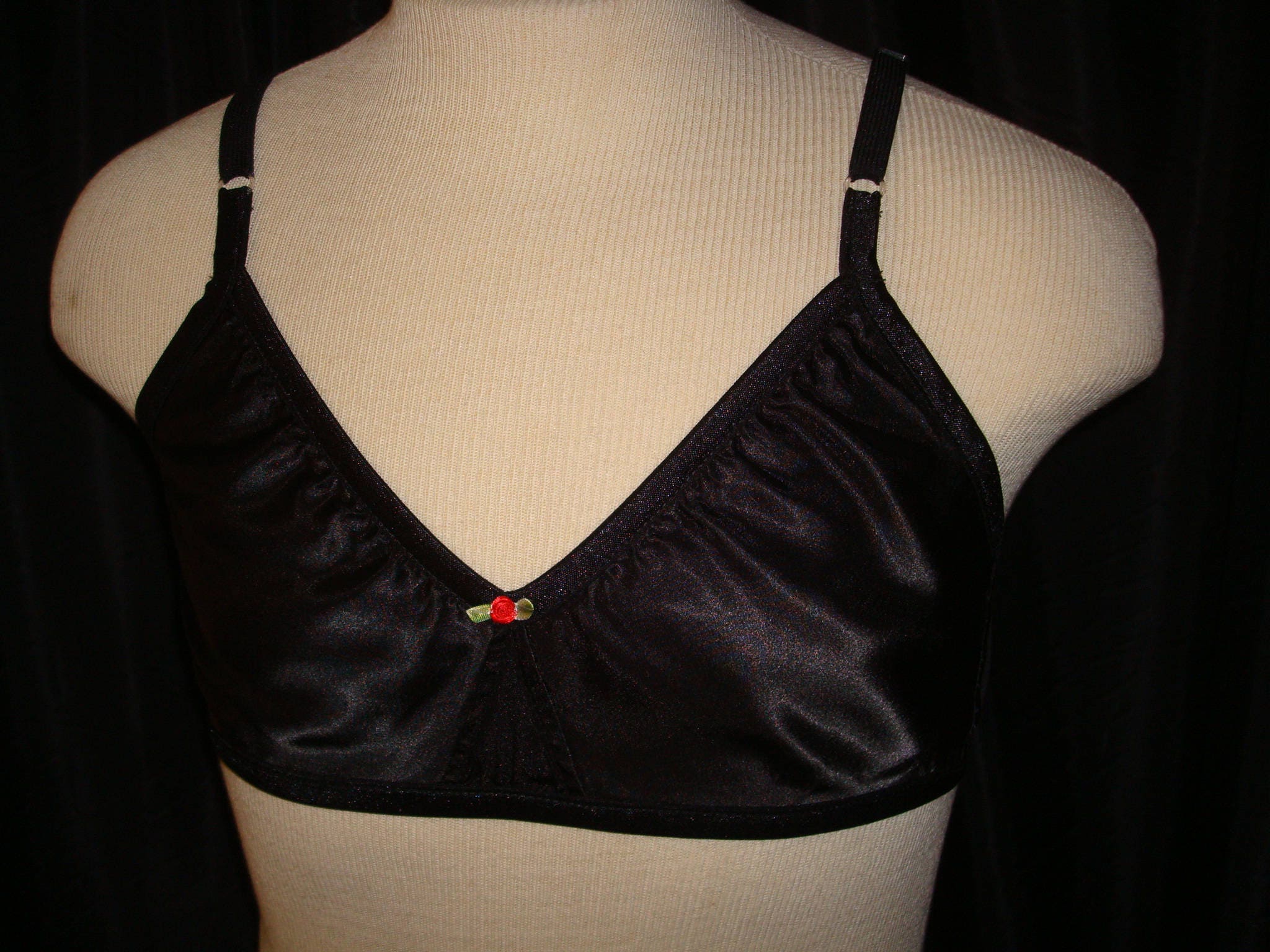 Black Satin Bra for Men - Sissy Training bra Custom made to order