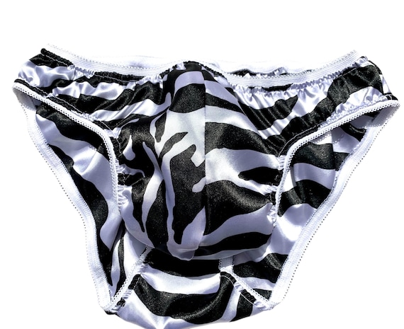 Animal Print Adult sissy Double Lined Satin front pouch Panties made specially made for men